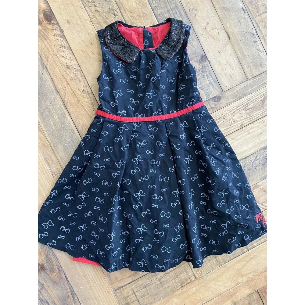 Girl's Black Corduroy Minnie Mouse Party Dress by Disney Store Japan, Size: 7/8